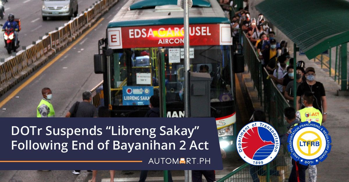 DOTr Suspends “Libreng Sakay” Following End Of Bayanihan 2 Act