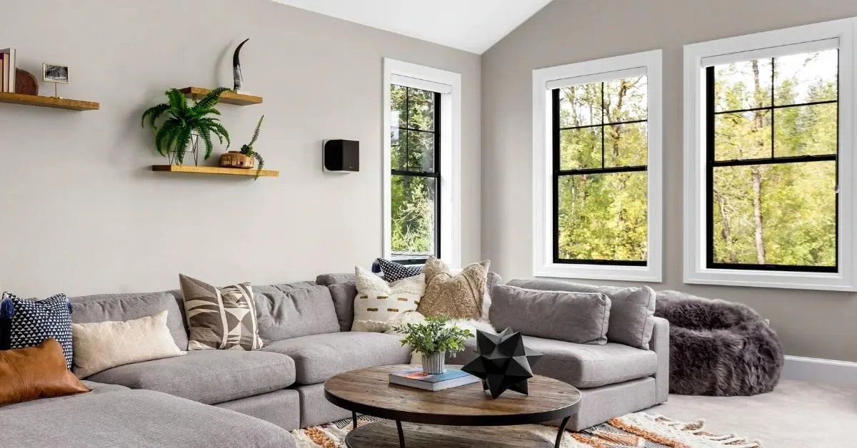 Living room with 3 windows and good lighting