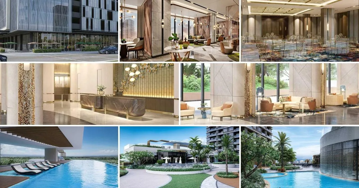 Collage of amenities at Le Pont