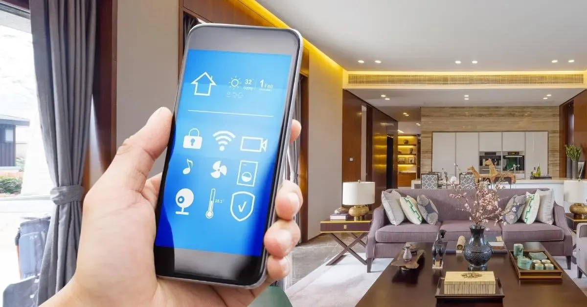 Phone with smarthome controls in the living room